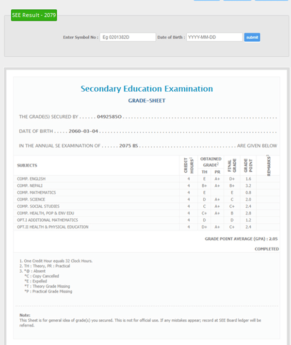 SEE Result 2080 With Marksheet Check Class 10 SEE Result